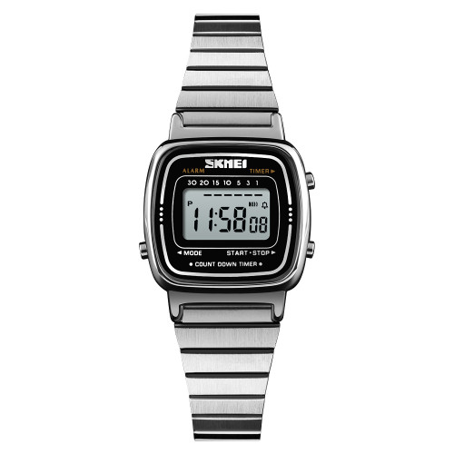Женские электронные часы Skmei 1901SSI Silver Steel с металлическим браслетом