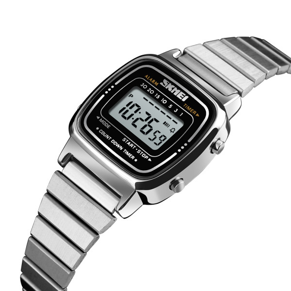 Женские электронные часы Skmei 1901SSI Silver Steel с металлическим браслетом