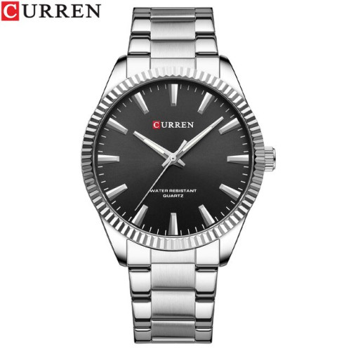 Мужские часы Curren 8425 Silver-Black кварцевые металлические