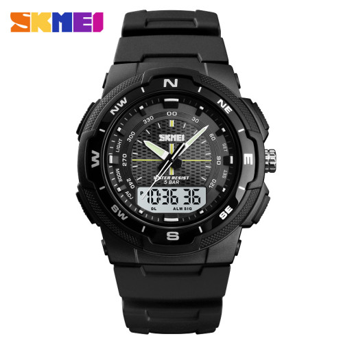 Мужские тактические часы Skmei 1454BKWT Black-White с водозащитой 5 ATM