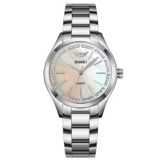Женские классические часы Skmei 1964SIWT Silver-White с металлическим браслетом