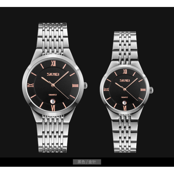 Женские часы Skmei 9139BKGD-S Black-Gold S со стальным браслетом