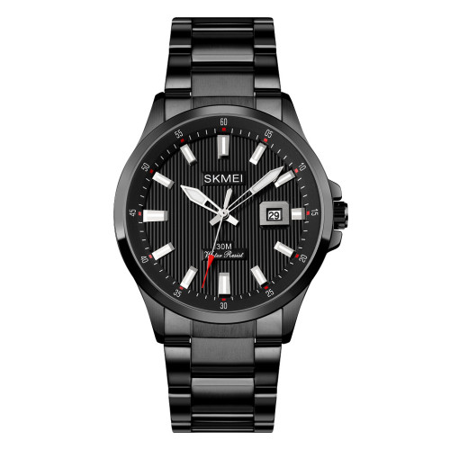 Чоловічий годинник Skmei 1654BK Black кварцовий з металевим браслетом