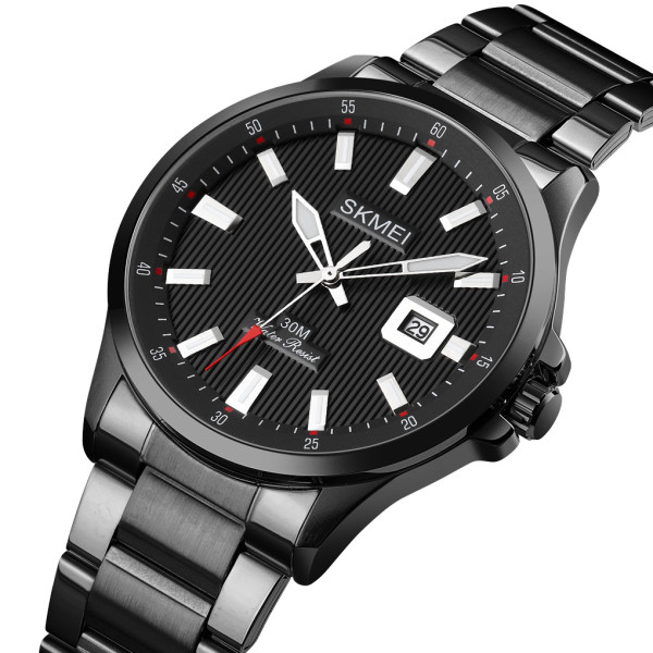 Чоловічий годинник Skmei 1654BK Black кварцовий з металевим браслетом