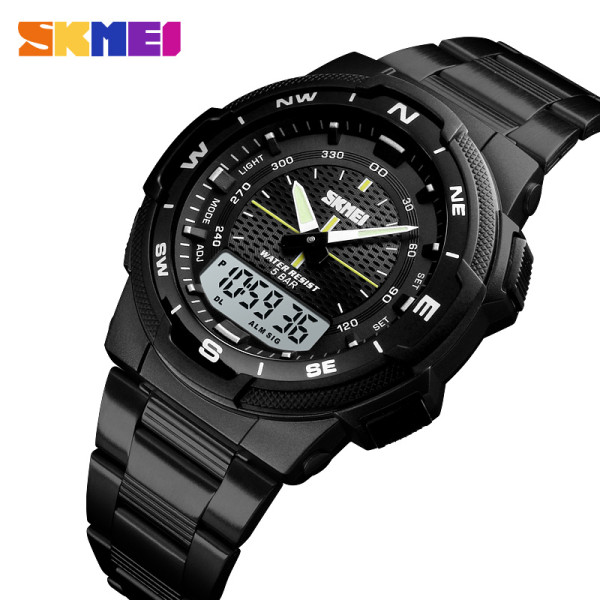 Мужские тактические часы Skmei 1370BKWT Black-White водонепроницаемые 5 ATM