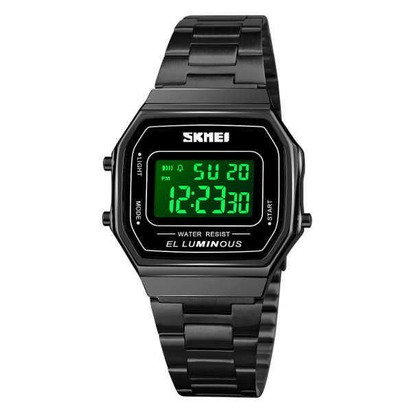 Мужские электронные часы Skmei 1647BK Black с металлическим браслетом