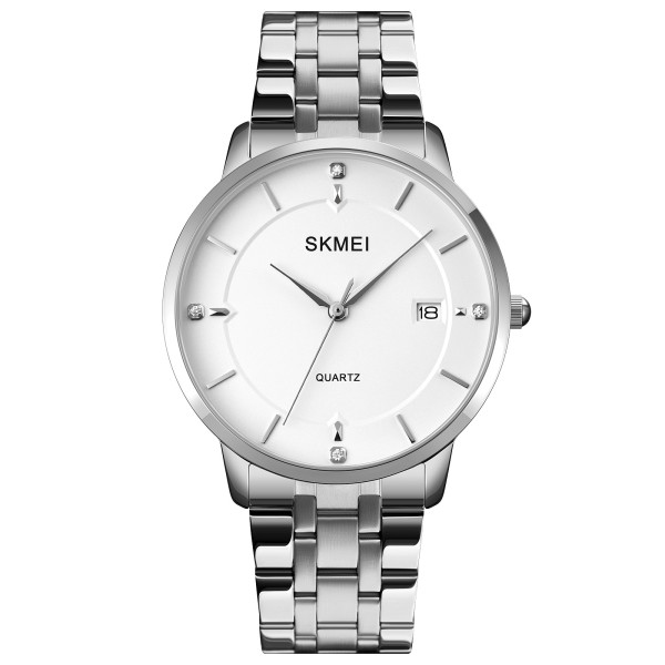Мужские классические часы Skmei 1801SSI Silver с металлическим браслетом