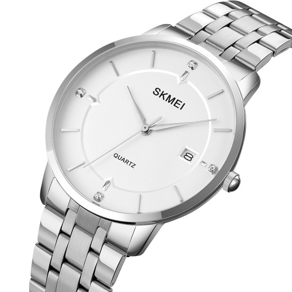 Мужские классические часы Skmei 1801SSI Silver с металлическим браслетом