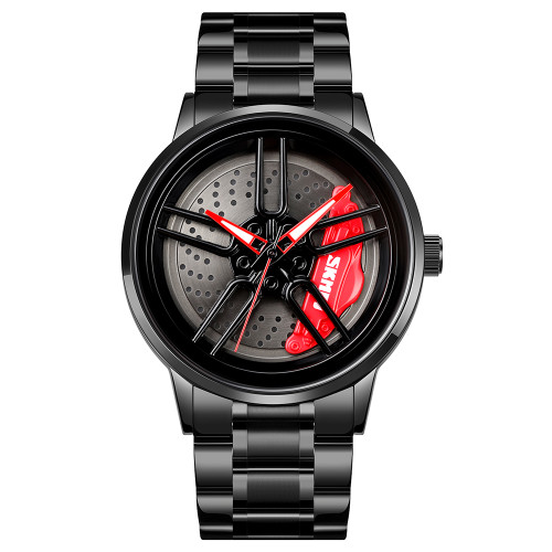 Чоловічий кварцовий годинник Skmei 1990A Black-Red з металевим браслетом