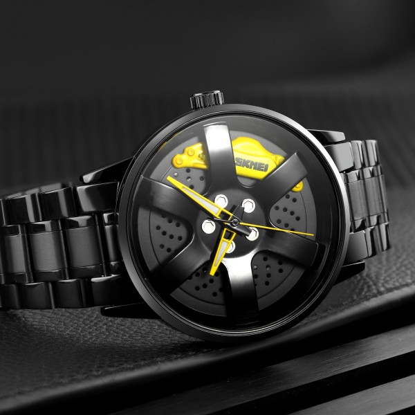 Мужские кварцевые часы Skmei 1824YL Yellow с металлическим браслетом