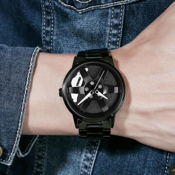 Мужские часы Skmei 1824BK Black металлические с люминесценцией