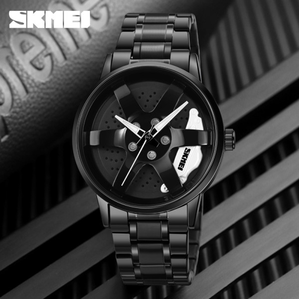 Мужские часы Skmei 1824BK Black металлические с люминесценцией