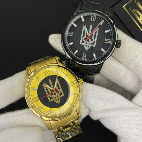Мужские механические часы Patriot Classic Glory to Ukraine Gold-Gold с автоподзаводом