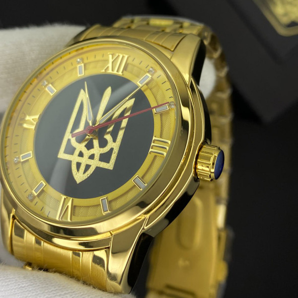 Мужские механические часы Patriot Classic Glory to Ukraine Gold-Gold с автоподзаводом