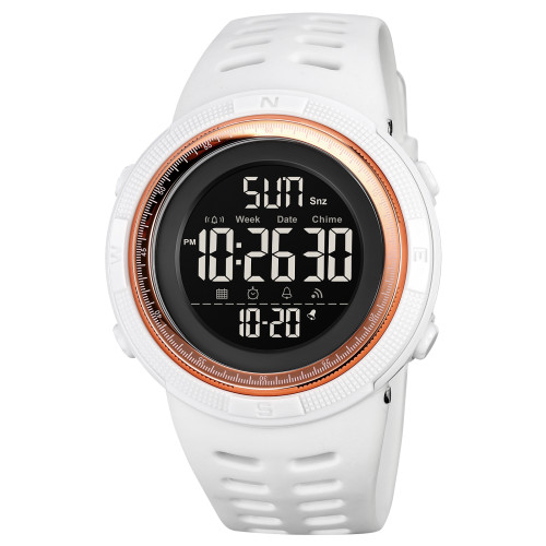 Мужские электронные спортивные часы Skmei 2070WT White 5 ATM белые