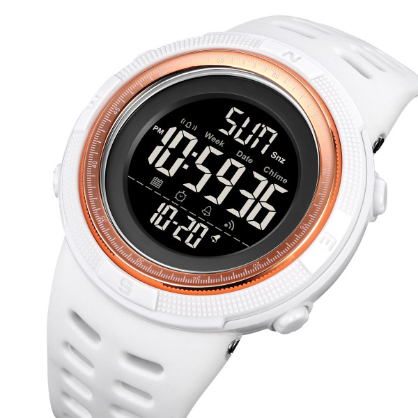 Мужские электронные спортивные часы Skmei 2070WT White 5 ATM белые