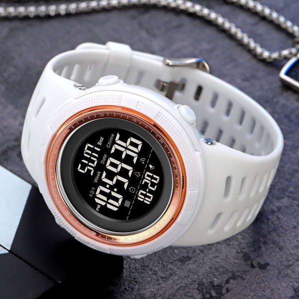 Мужские электронные спортивные часы Skmei 2070WT White 5 ATM белые
