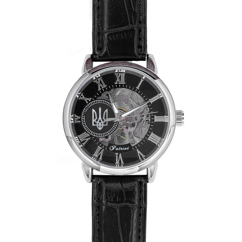 Механічний наручний годинник Awarder Patriot Mechanic Silver-Black з коробкою