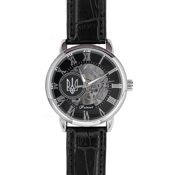 Механічний наручний годинник Awarder Patriot Mechanic Silver-Black з коробкою