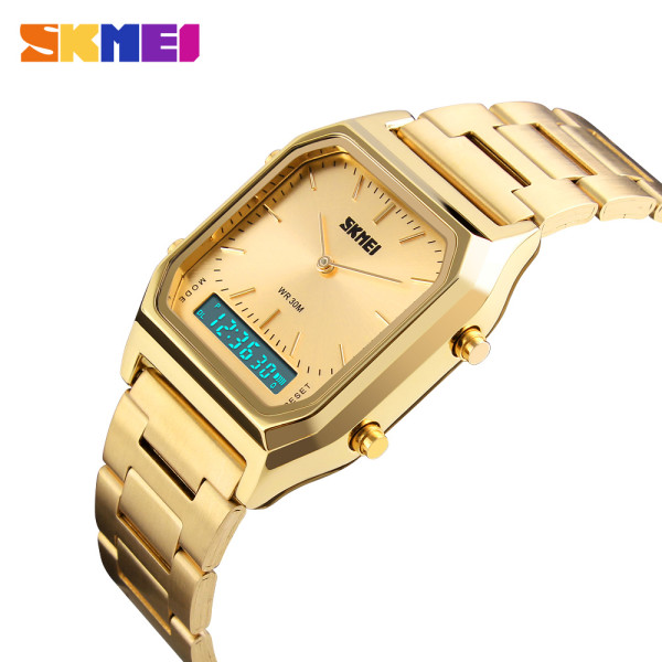 Жіночий годинник Skmei 1220GD Gold золотистий стрілково-електронний