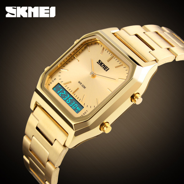 Жіночий годинник Skmei 1220GD Gold золотистий стрілково-електронний