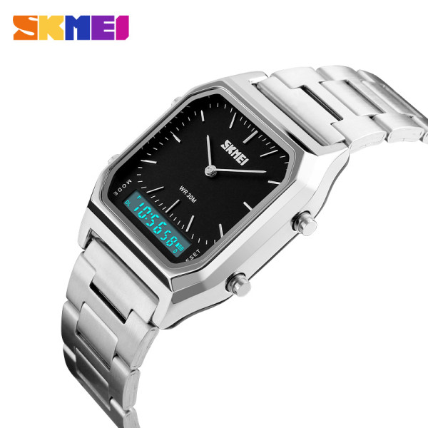 Жіночий годинник Skmei 1220SIBK Silver-Black стрілково-електронний сріблястий