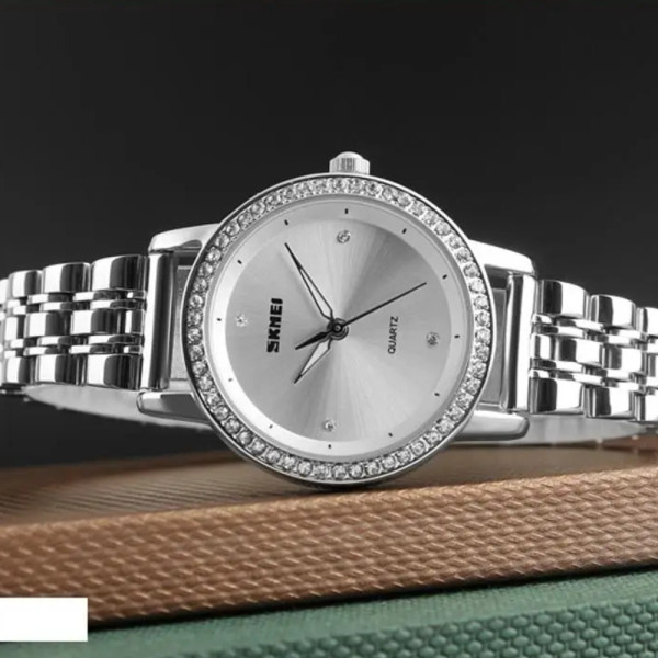 Женские часы Skmei 1311SI Silver кварцевые металлические 3 ATM
