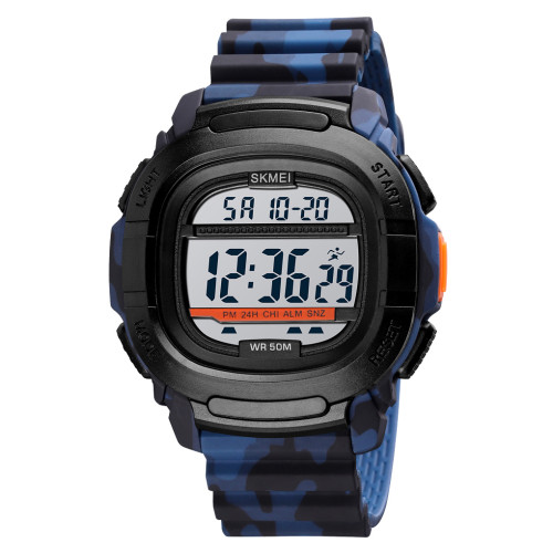 Чоловічий тактичний годинник Skmei 1657CMBU Camouflage-Blue з водозахистом 5 ATM