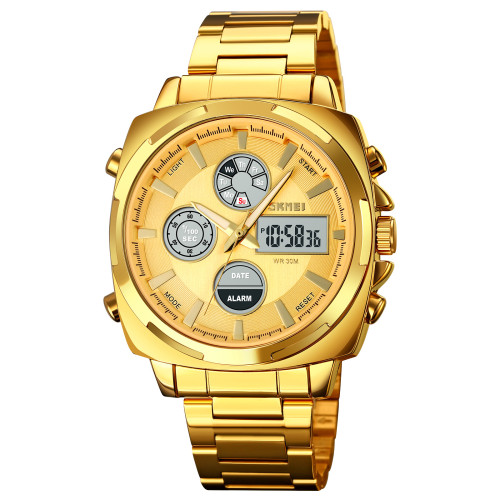 Мужские часы Skmei 1673GDGD Gold-Gold комбинированные золотистые