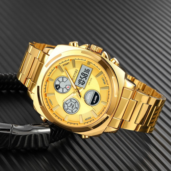 Чоловічий годинник Skmei 1673GDGD Gold-Gold комбінований золотистий