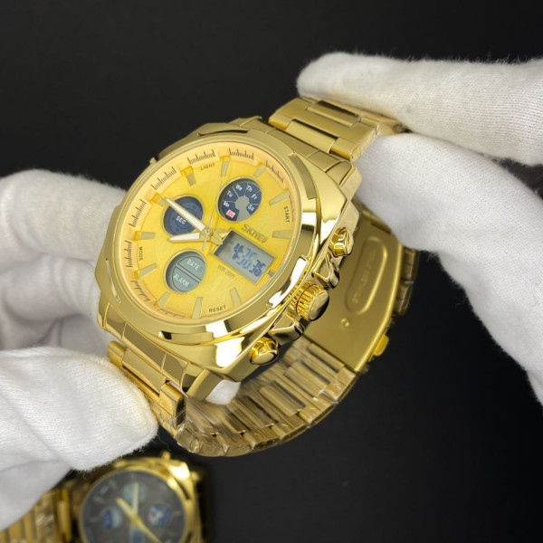 Чоловічий годинник Skmei 1673GDGD Gold-Gold комбінований золотистий