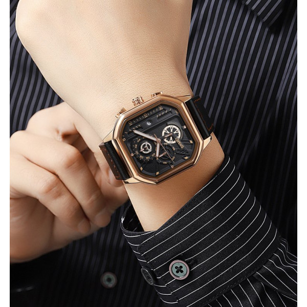 Чоловічий годинник Skmei 1963RG Rose-Gold кварцовий з шкіряним ремінцем