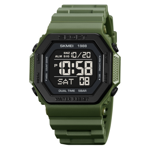 Тактичний чоловічий годинник Skmei 1988AG Army-Green з водозахистом 5 ATM