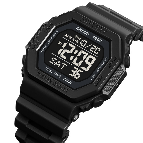 Мужские электронные часы Skmei 1988BK Black с водозащитой 5 ATM