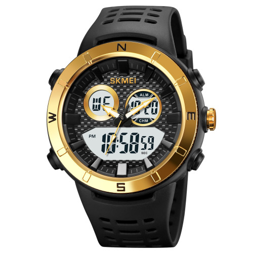 Чоловічий годинник Skmei 2014GDWT Gold-White спортивний водонепроникний 5 ATM
