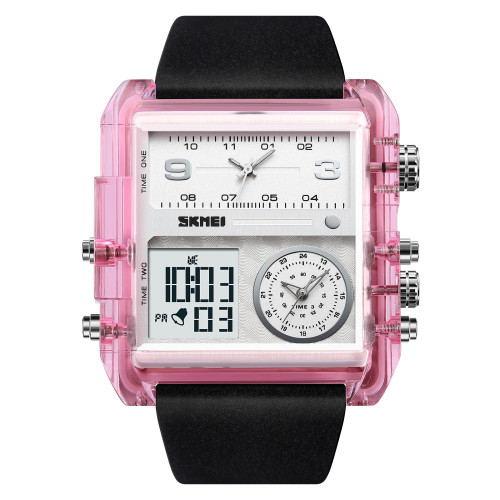 Мужские часы Skmei 2020PK Pink-Transparent с подсветкой