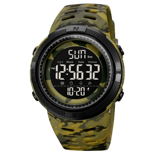 Тактические мужские часы Skmei 2070CMGN Camo Green с водозащитой 5 ATM