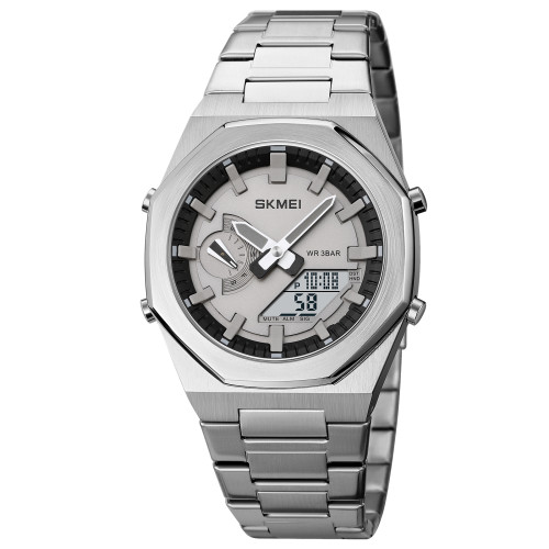 Мужские часы Skmei 1816SIWT Silver-White металлические 3 ATM