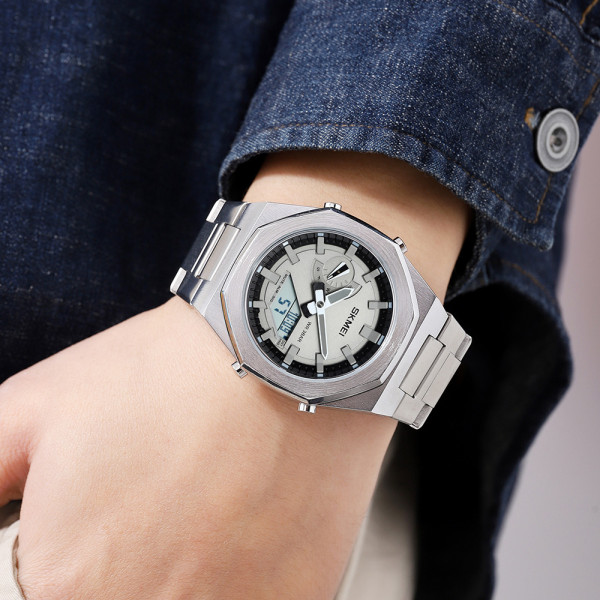 Чоловічий годинник Skmei 1816SIWT Silver-White металевий 3 ATM
