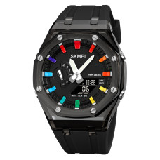 Годинник наручний Skmei 2100BKBK Black-Black комбінований спортивний 5 ATM