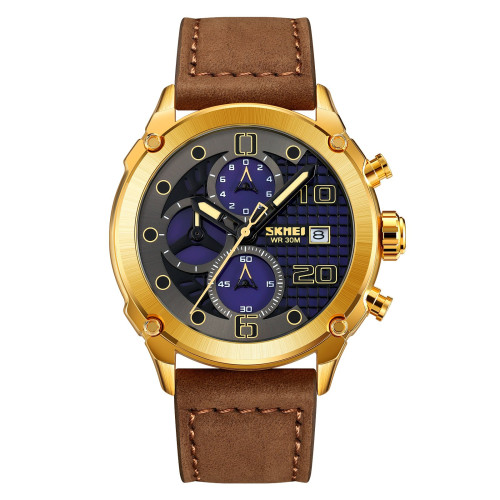 Мужские часы Skmei 2051GDBN Gold-Brown классические с хронографом