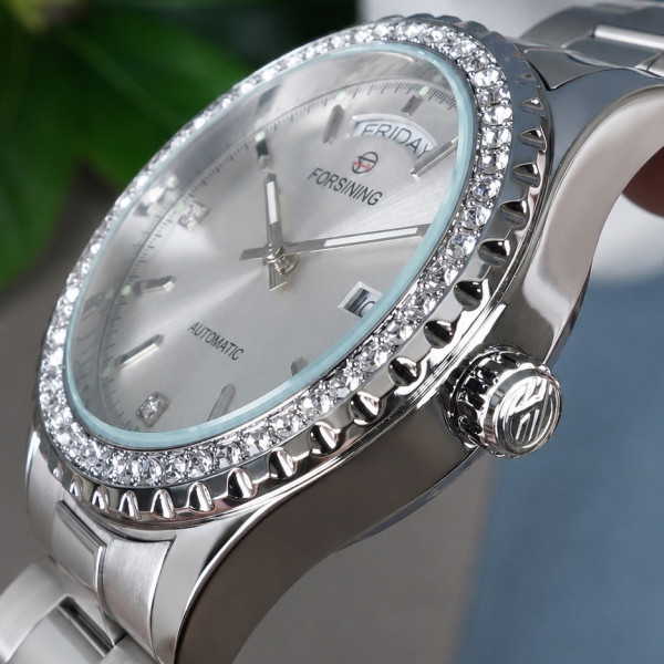 Чоловічий механічний годинник Forsining 6919 Silver-Silver з автопідзаводом