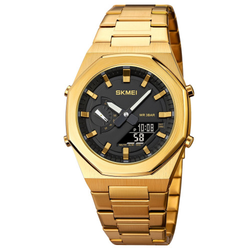 Чоловічий годинник Skmei 1816GDBK Gold-Black стрілочно-електронний