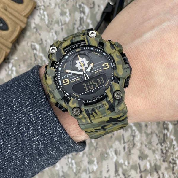 Тактичний годинник Patriot 001CMGRPO Поліція 5 ATM Зелений камуфляж