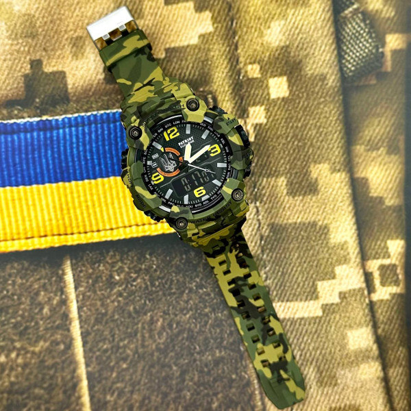 Часы мужские Patriot 002CMGRUASI тактические камуфляж 5 ATM Тризуб