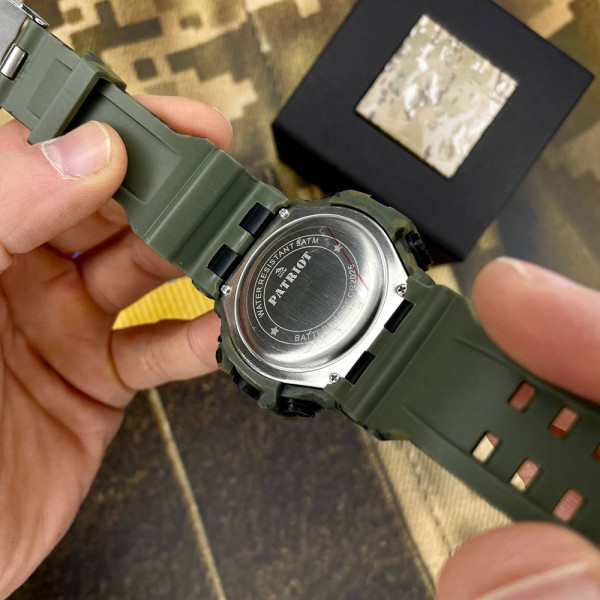 Тактичний чоловічий годинник Patriot 003CMGRUAGD 5 ATM Зелений камуфляж