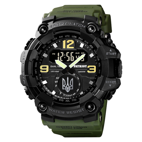 Чоловічий тактичний годинник Patriot 004AGUASI 5 ATM зелений