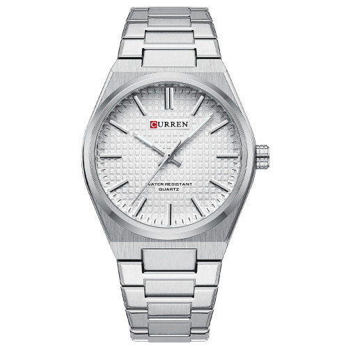 Чоловічий кварцовий годинник Curren 8439 Silver-White з металевим браслетом