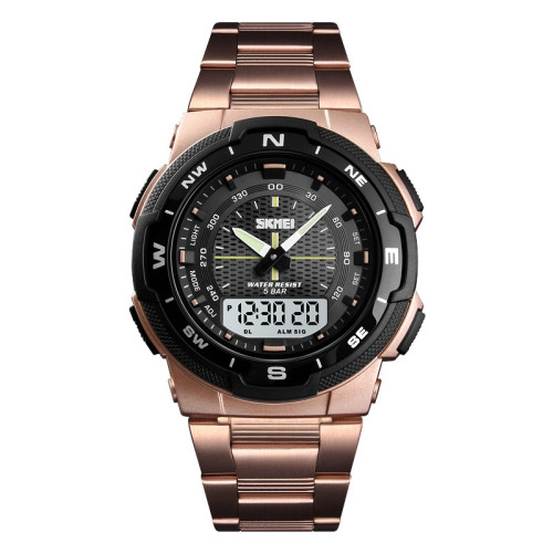 Чоловічий годинник Skmei 1370RG Rose Gold металевий з водозахистом 5 ATM