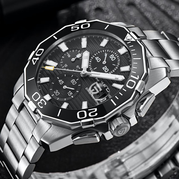 Мужские механические часы Pagani Design PD-1617 Silver-Black 10 ATM